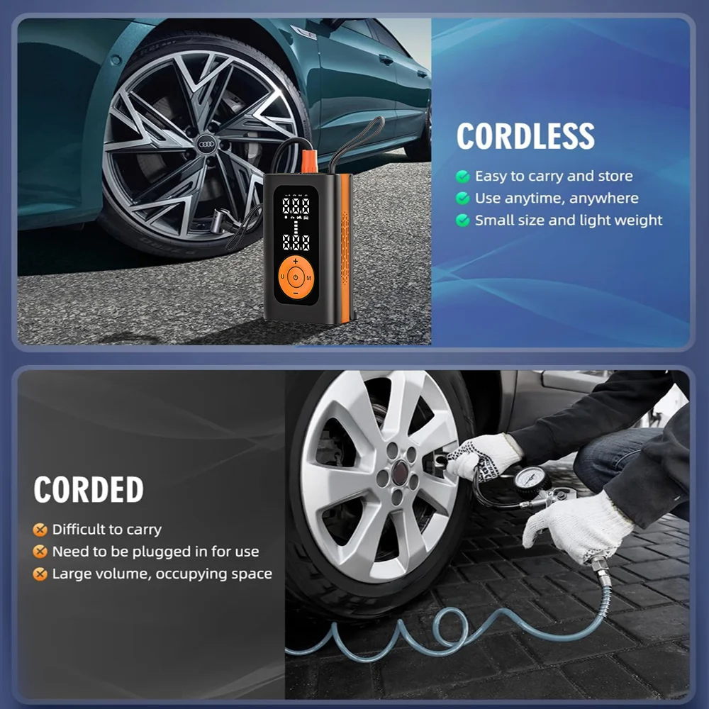 China Factory PC 12V Electric Inflator Car Air Pump for Tire Inflation Tire Pressure Monitor Portable Car Air Compressor Pump