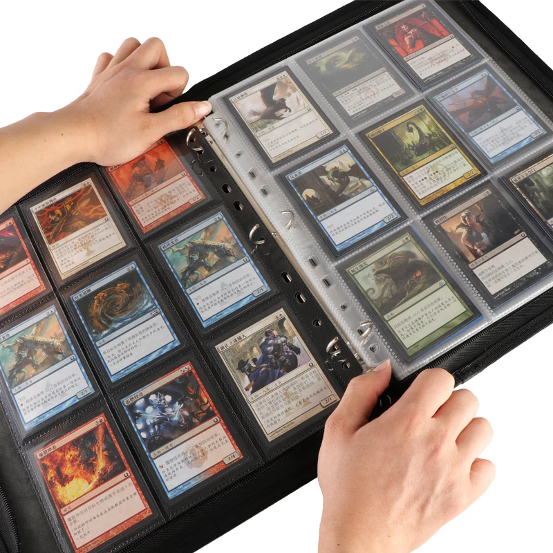 Pu Leather Binder With Zipper Board Game Card Photo Album Custom 9-Pocket Photo Album Card