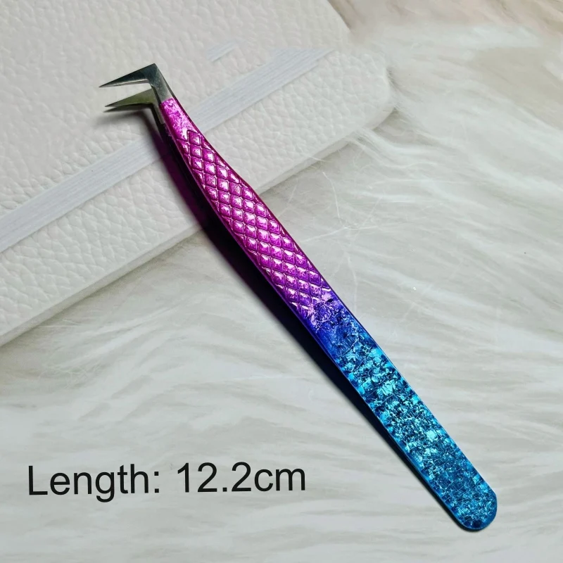 New Style Stainless Steel Lash Tweezer Set Private Label Glitter Ice Flower Tweezer for Eyelash Extension