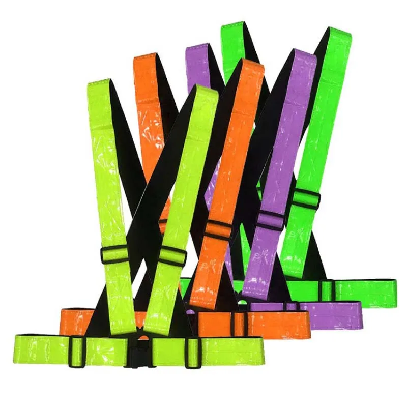 Hi vis hi-viz оранжевый регулируемый светоотражающий пояс из ПВХ с кристаллами для ночных прогулок занятий спортом