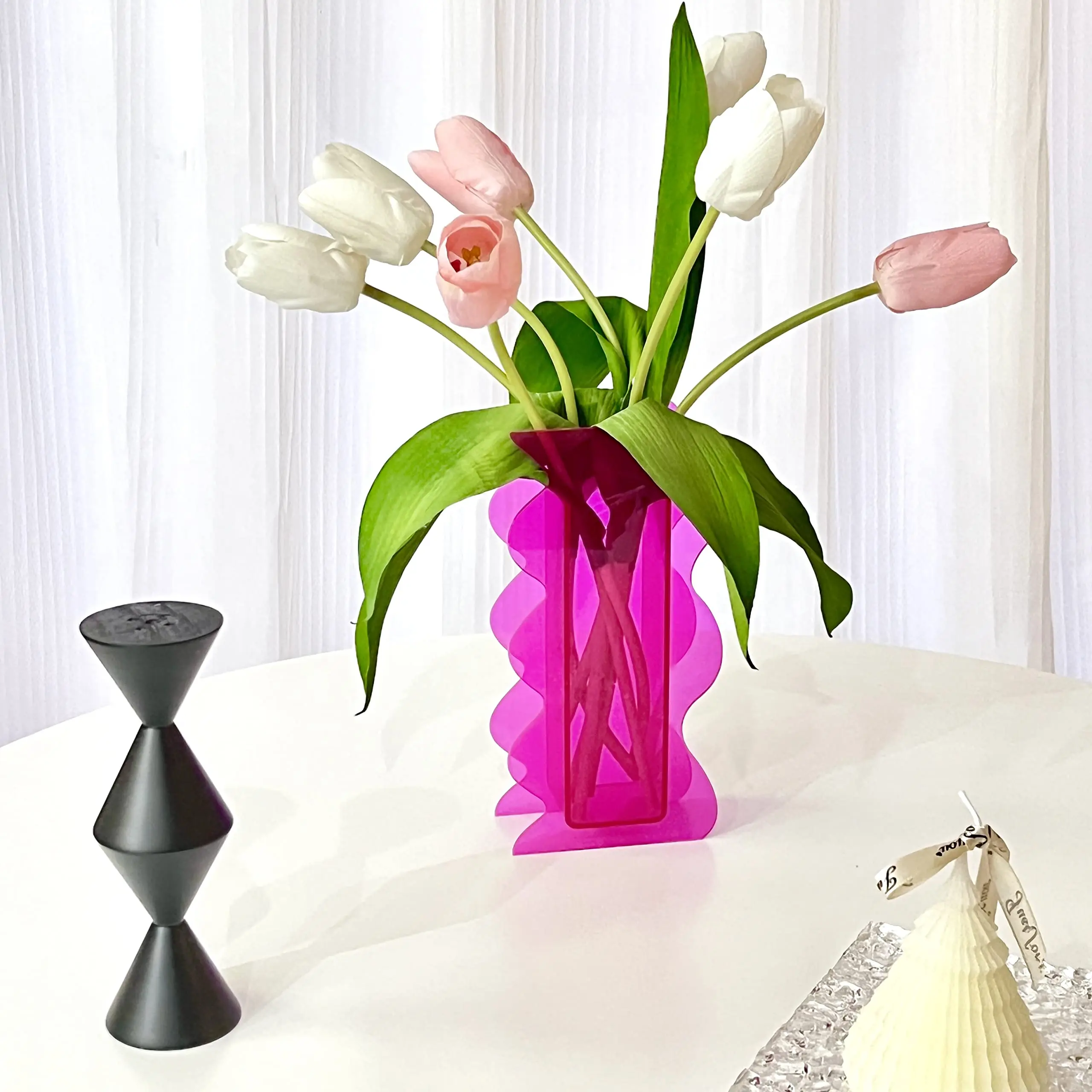 Acrylic Vase,Unique Vase Decor,Acrylic Vase for Home Office Centerpieces Wedding Holiday Party Gift
