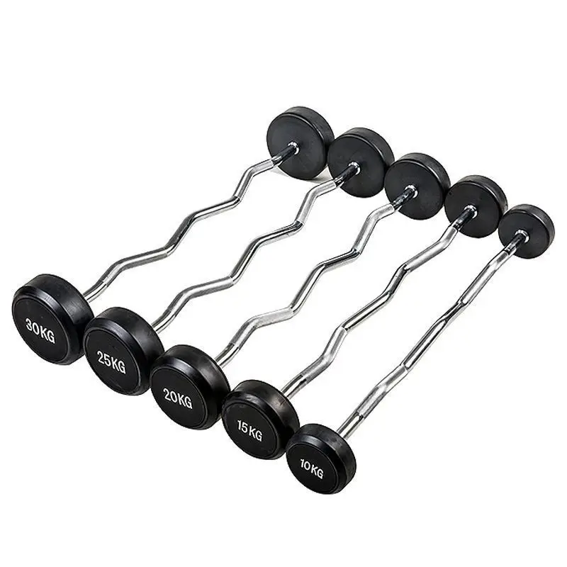 Urethane Encased Straight Barbell EZ Curl Barbell 25-115 lbs 10-50 kg Fixed Straight Barbell Set