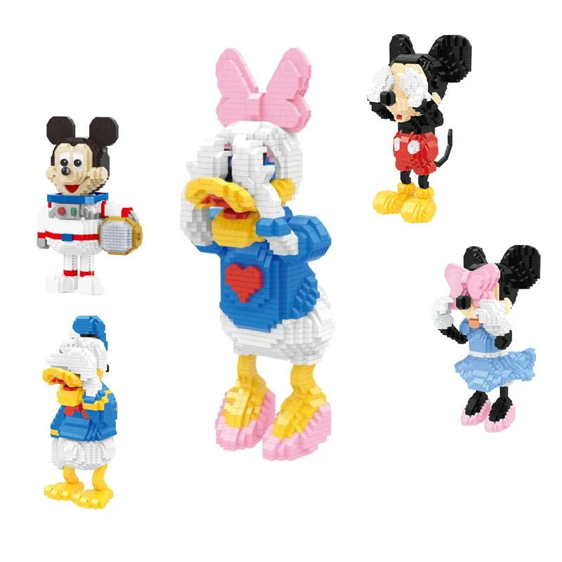 Cartoon Mouse Figures Mini Blocks DIY Building Bricks Educational Handmade Gift Assembled Duck Toy Valentine Present Decorations