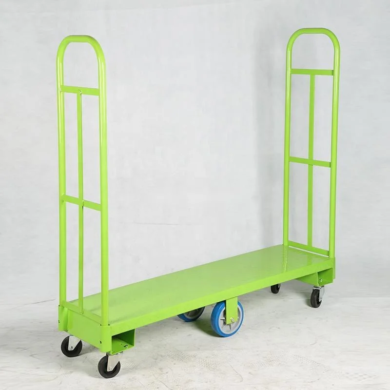 Industrial warehouse heavy duty u-boat platform truck trolley cart with six wheels
