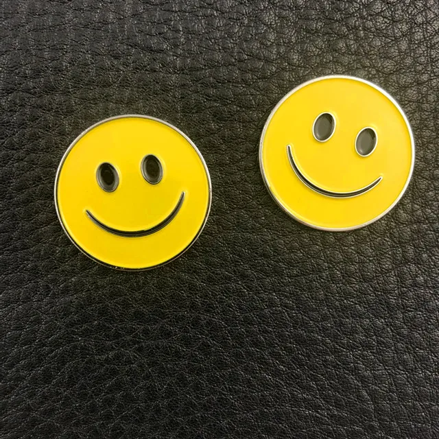 Custom Cute Yellow Smile Face Blank Golf Line Metal Ball Golf Marker