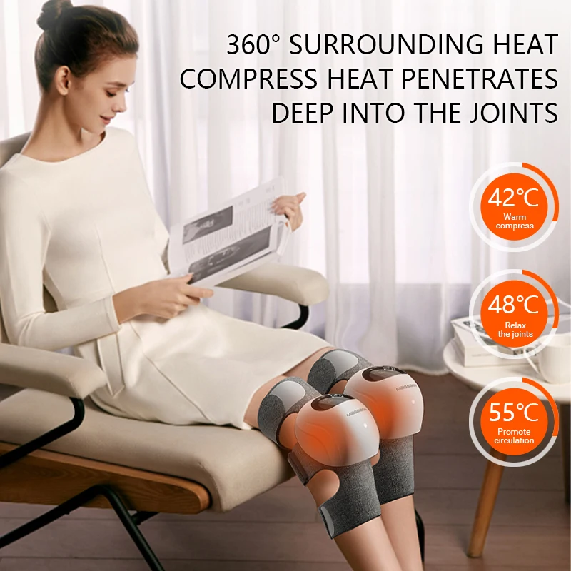 Smart Knee Heating And Massage Or Joint Pain Relief Heat Air Compression Leg Massager For Circulation Knee Massager With Heat