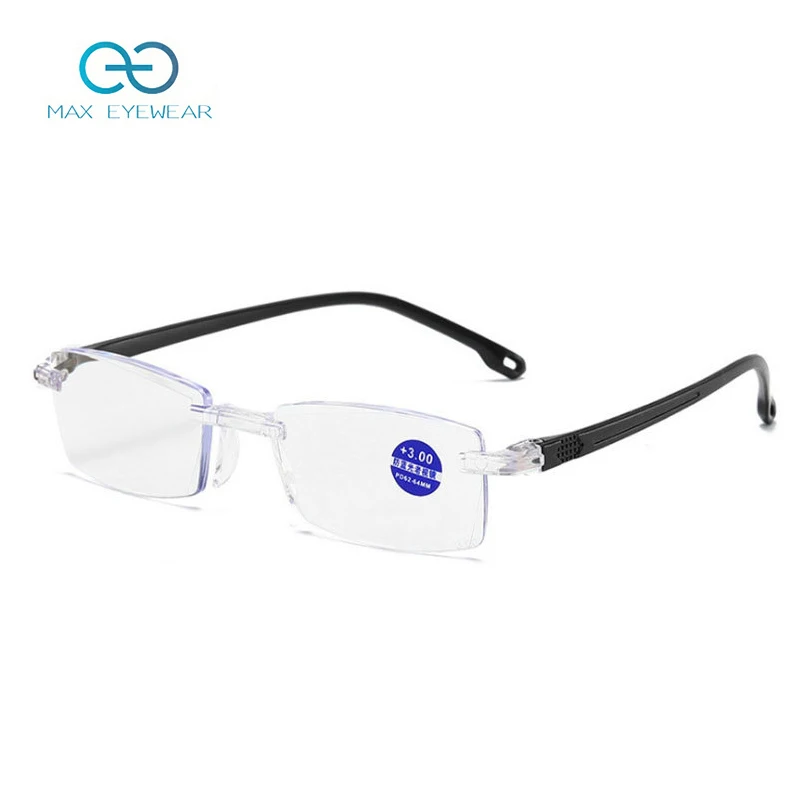 male female cheap pc rimless blue light blocking reading glasses