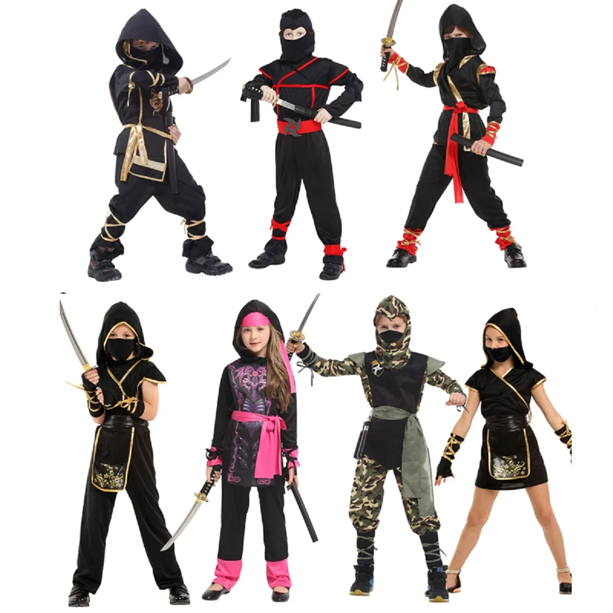 Red Ninja Cosplay Movie Boy Halloween Jumpsuit Mardi Gras Party Costume With Superhero Cape