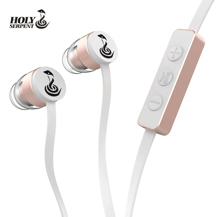 
Retail Rose gold fashion modern one-button wire control bulletproof silk fiber in ear wired earphones 