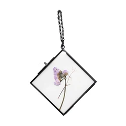 Wall hanging photo frames with dried flowers copper hanging photo frame