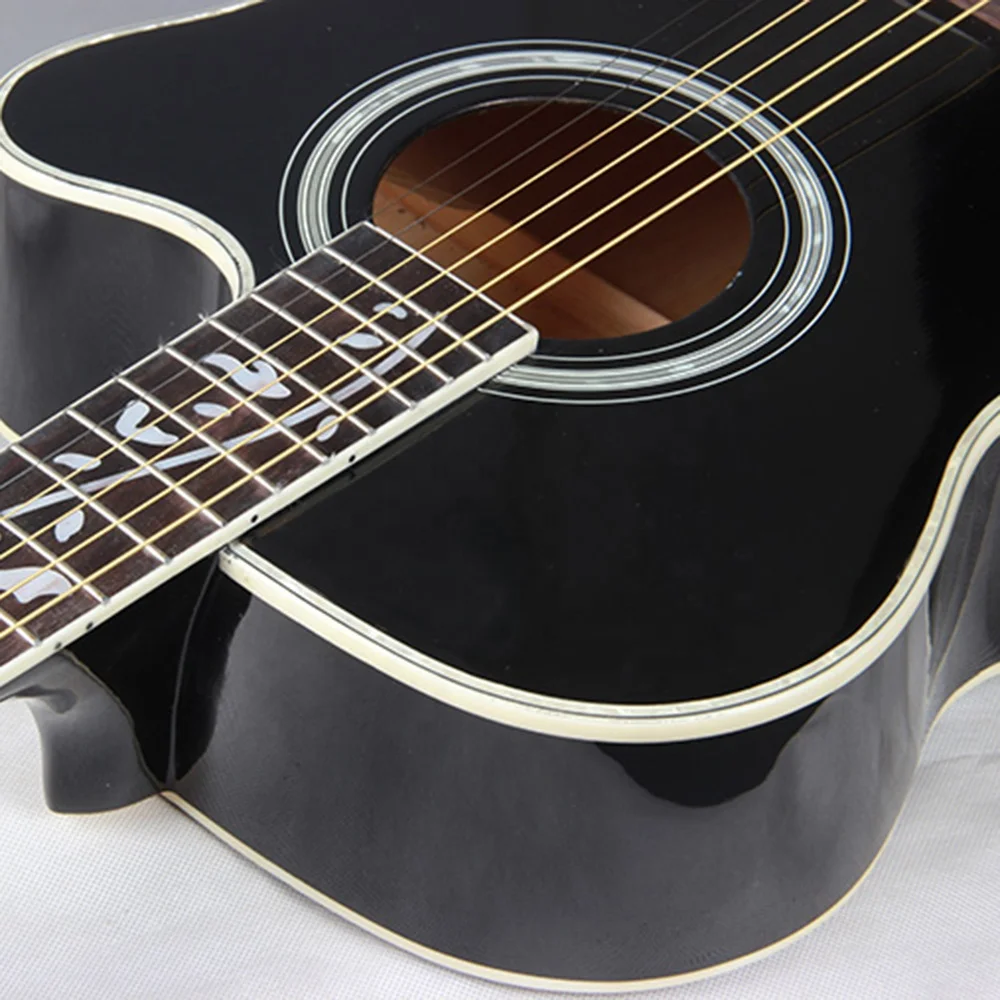 Wholesale Colored 41 Inch Full Size left handed acoustic electric guitar with spruce Basswood Plywood high-gloss and pickup