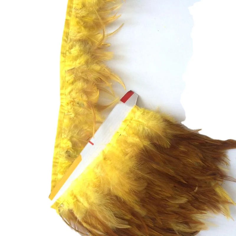 wholesale dyed mango yellow Rooster Feather trimming for dresses