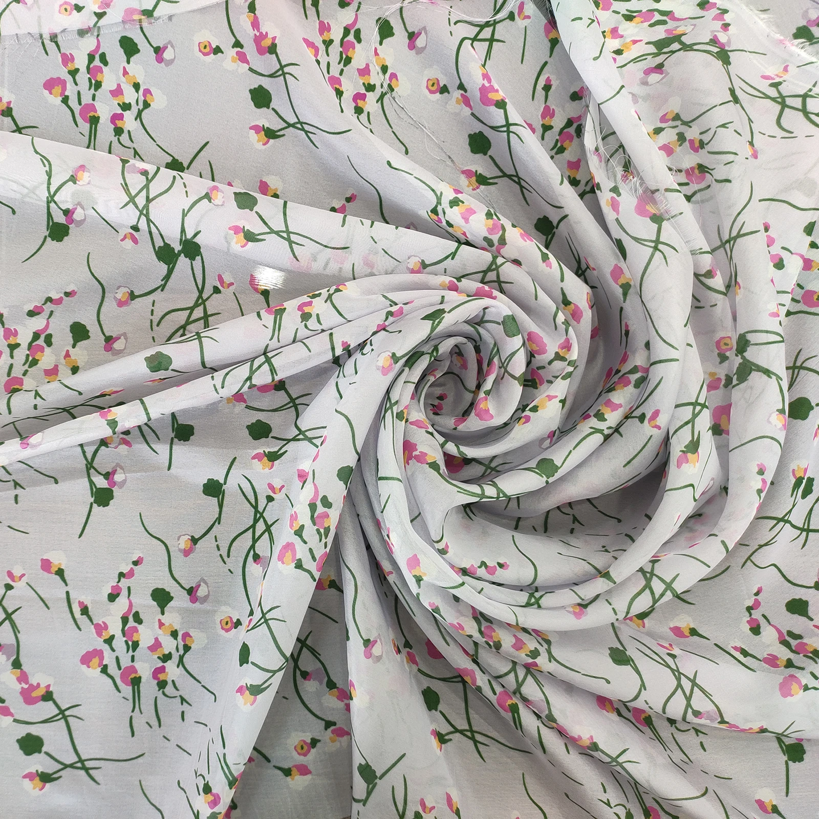
Professional brocade floral print satin roll screen printing mesh silk fabric 