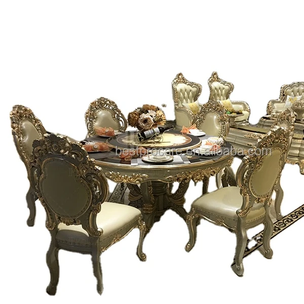 ProCARE classic Luxury champagne golden dining tbale modern antique European royal style living room sofa  dining tbale  sets