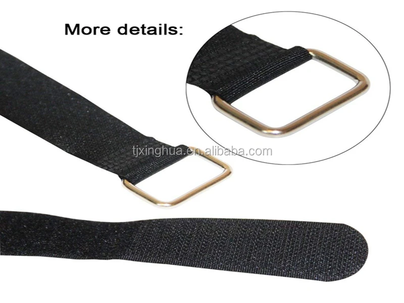 Adjustable Durable Hook and Loop Strap Fastener Tape Thin Heavy Duty Hook and Loop Cable Tie with Metal Buckle