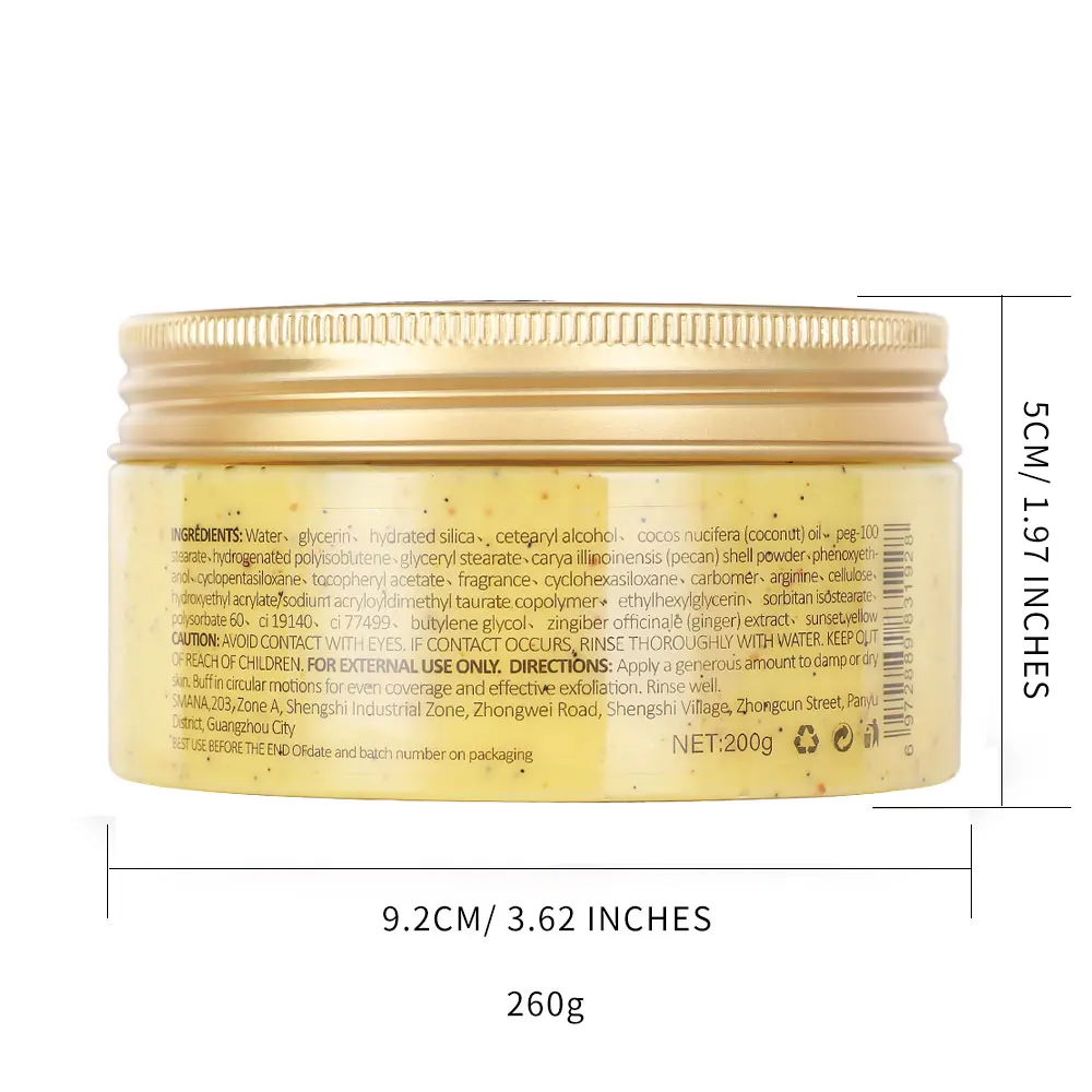 LIIZONE 100% Nature Private Label Skin Care Natural Tumeric Scrub Organic Exfoliating Brightening Sugar Turmeric Face Body Scrub