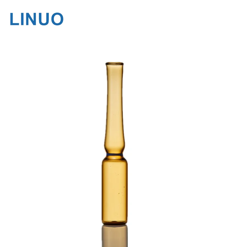 LINUO ISO 1ml 2ml 5ml 10ml 20ml Pharmaceutical Cosmetic Glass Packaging Clear and Amber Medical Glass Ampoule for Injection