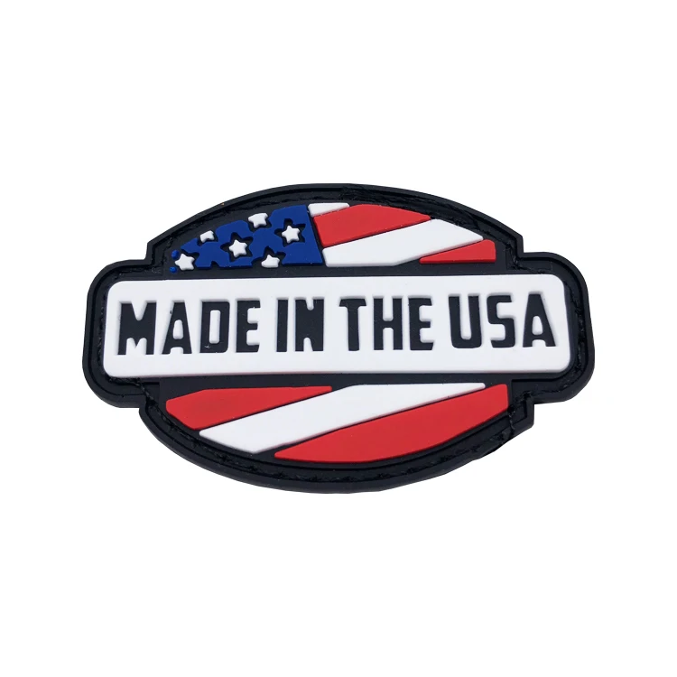 High Quality PVC Patch Custom Logo Embossed Small Rubber Patch With Hook Backing