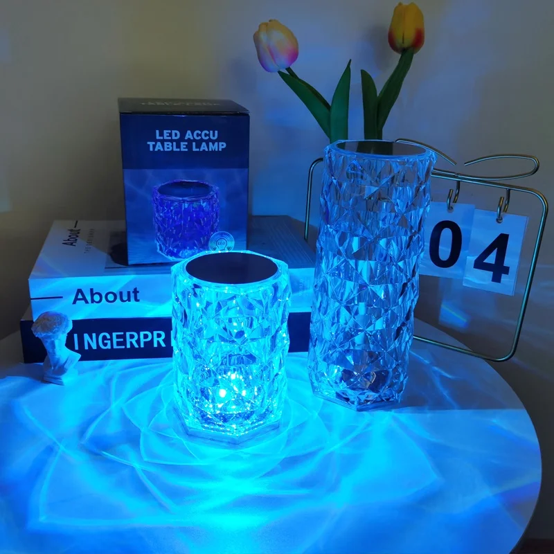 Night Lights Table Lamp Rgb Decorative Touch Rechargeable Usb Led Crystal Romantic Rose Desk Indoor 16 Color Bedroom Light 20 75