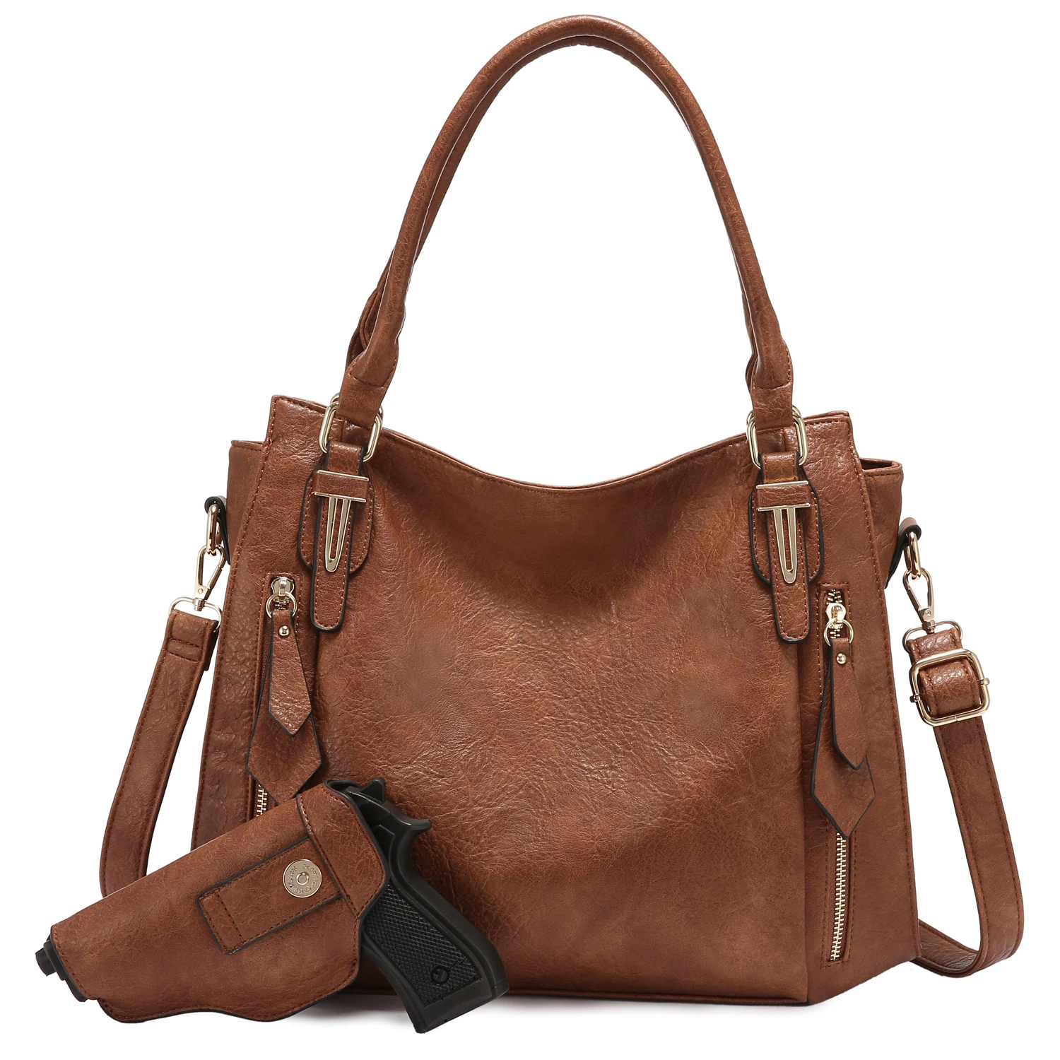 2022 New Arrival Realer Hobo Bags High Quality PU Leather Handbags With Holster Women Gun Concealed Carry Purse