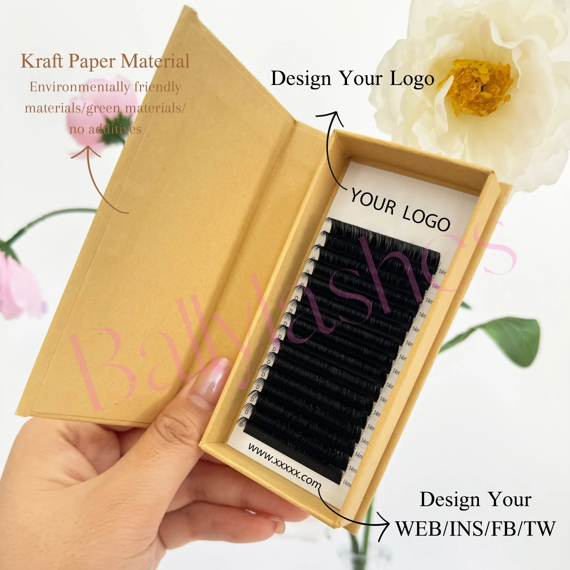 Wholesale Fluffy J B C CC D DD L M U Dark Cashmere Mega Volume Lash Trays Matte Black Faux Mink Velvet Individual Lash Extension