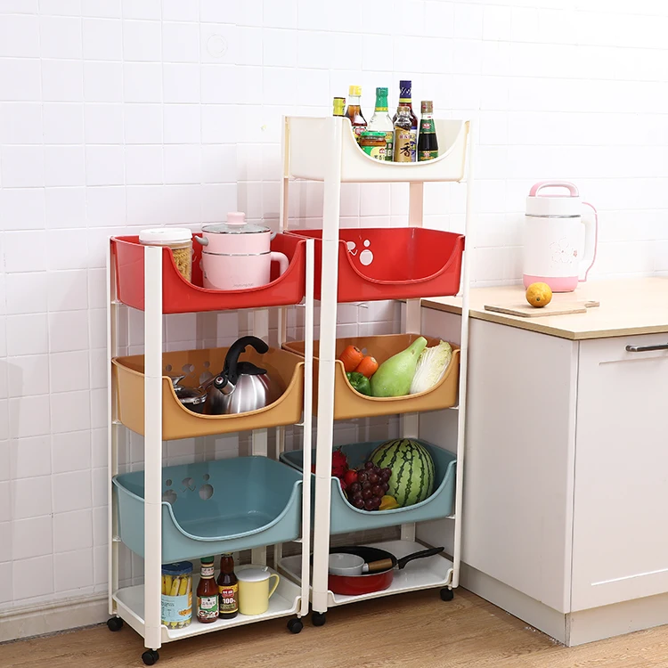 0258 Colorful cute 4 layer bathroom plastic rack storage bath supplies