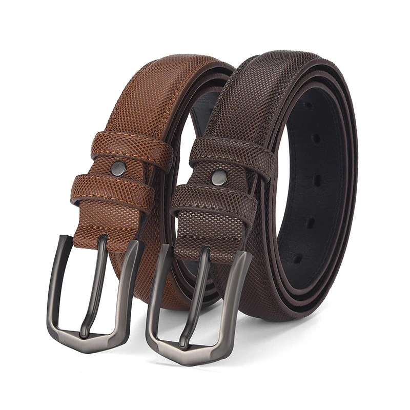Custom Wholesale Alloy pin Leather belt men business  genuine Belts pvc material for Men