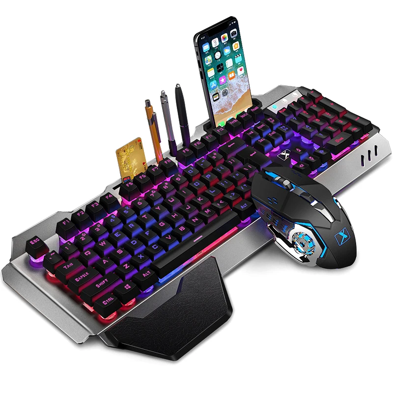 Комплект механической клавиатуры и мыши с цветной RGB подсветкой