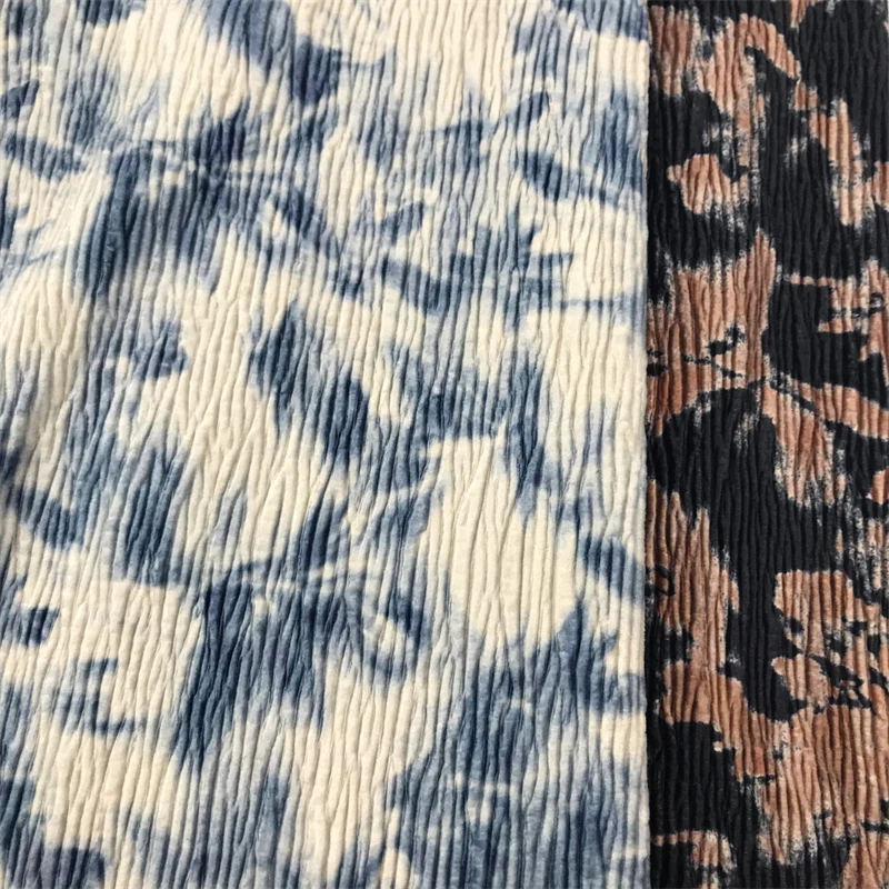 Popular Fabric and Textile Roll Soft Composite Velvet Tie-dye Printed Fabrics for Clothing, Dresses, Shirts