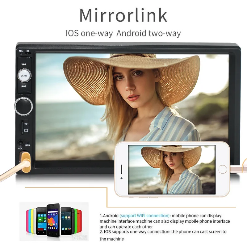 7010 Android 12 MP5 Video Player with GPS/WIFI/Carplay Radio 7 -inch with knob touch screen driver DVD player