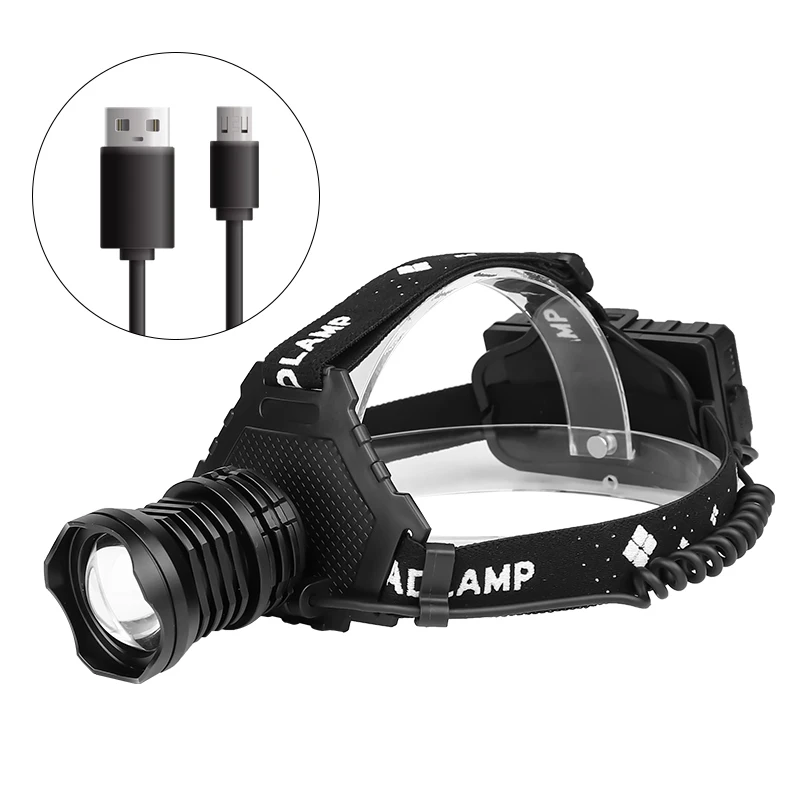 XHP70 built-in 18650 battery 5 light mode with Waterproof headlight head lamp flashlight LED head lamp COB work light