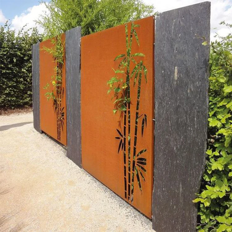 Decorative Laser Cut Corten Steel Free Standing Privacy Screens