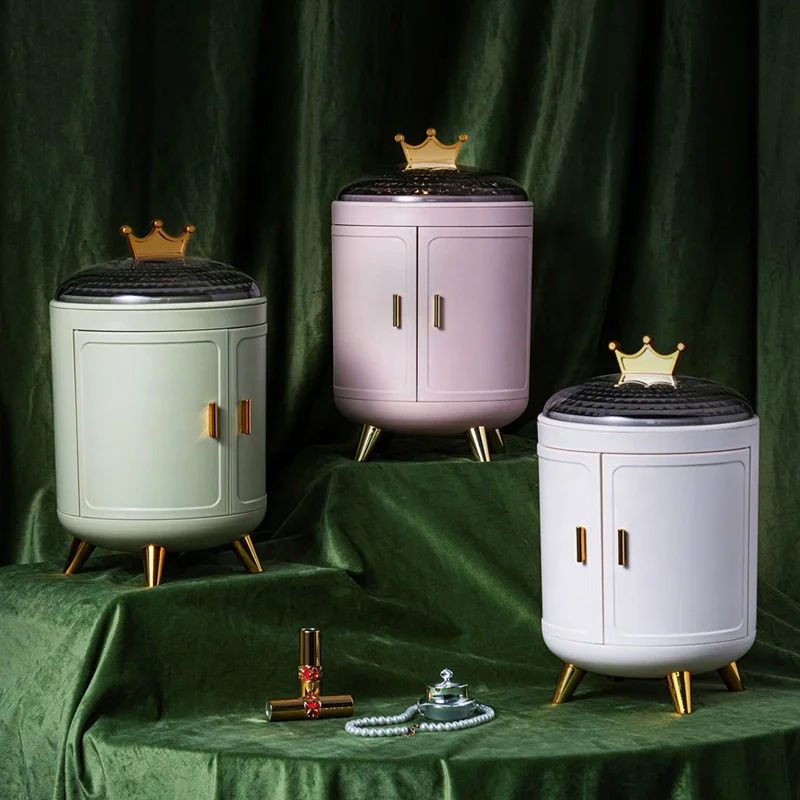 Crown jewelry storage box anti oxidation Ring Necklace Earring Display Rack dust-proof large capacity rotatable box