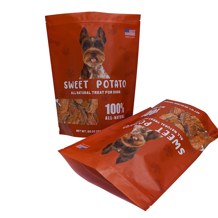 Custom Logo Printed Resealable Pet Treat Food Stand Up Zipper Pouch Bag for Pet Food