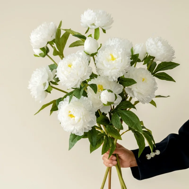 wholesale faux artificial 3 heads peony silk flower bulk peonies bunches for wedding home party decoration