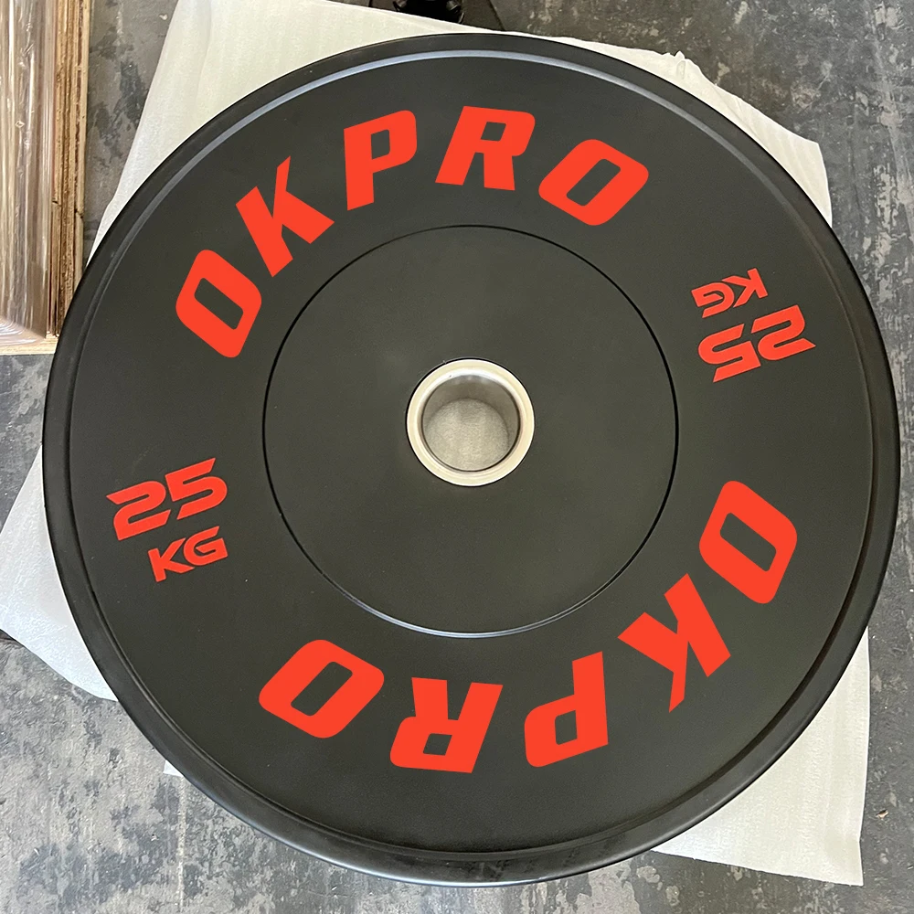 Factory Supply Custom Logo Fitness gym weight bumper plate Rubber Coated Barbell Plate