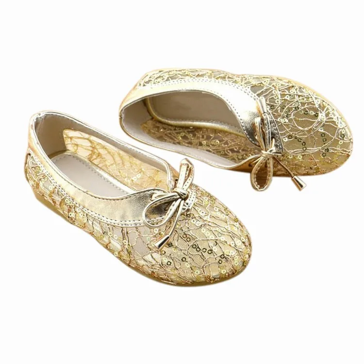 
Модная Милая Золотая обувь на плоской подошве, оптовая продажа, Детские балетные туфли принцессы для девочек 
