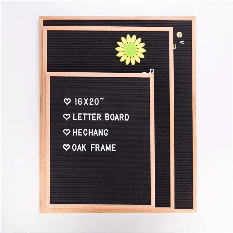 Customize Oak Frame Felt Letter Board With Changeable plastic Letters
