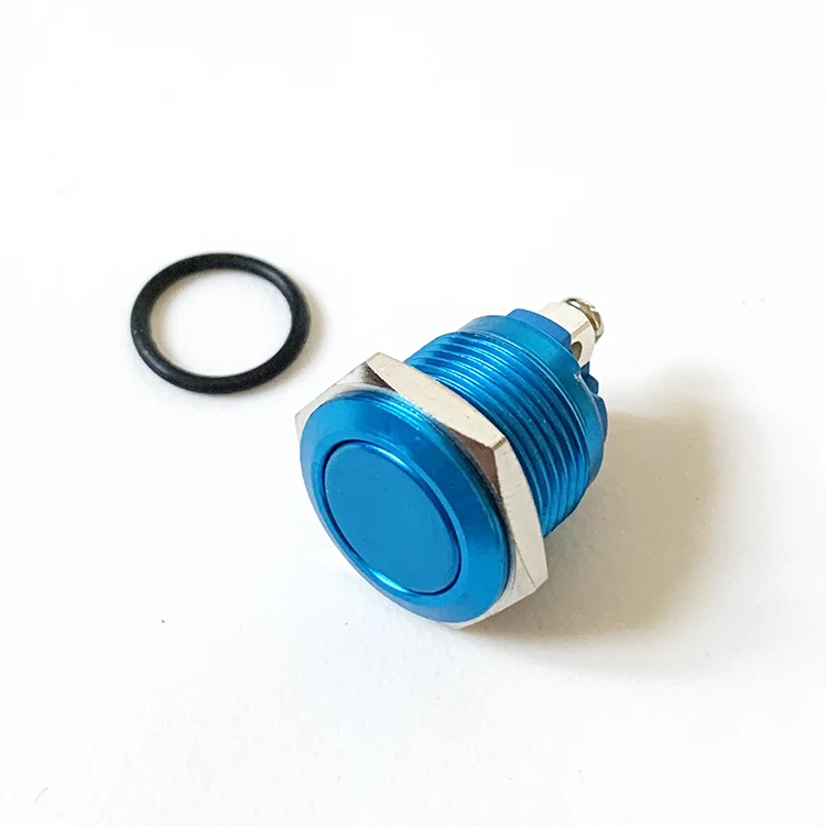 3A 250VAC Machine Oxide Aluminum Alloy Gold Blue Push Button