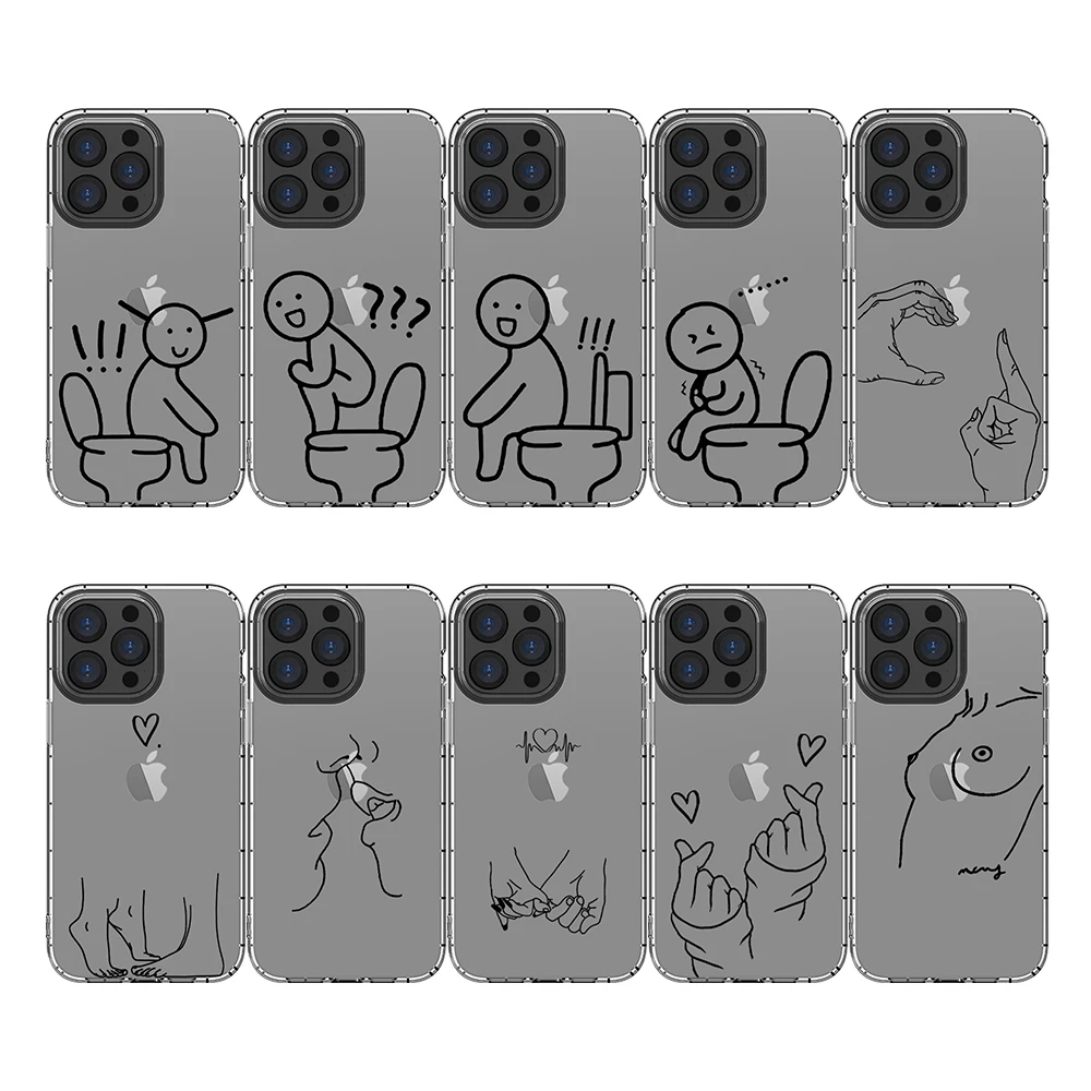 Love heart shit Clear TPU cell Phone Case For iPhone 14 pro max