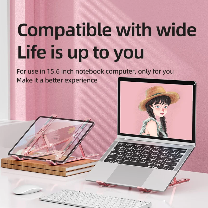 MC Oxidized rose gold aluminum alloy notebook stand foldable and portable laptop stands suit for 15.6 inch laptop