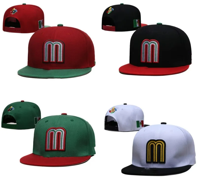 Factory Cheap New Original High Quality Black Vintage Polyester Snapback Fitted caps closed Baseball Mexico Caps