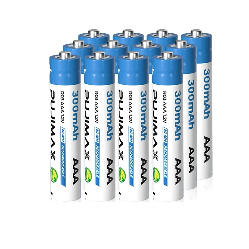 Аккумуляторная батарея PUJIMAX AAA 1,2 в, перезаряжаемые никель-металлогидридные аккумуляторы 300 мАч, 12 шт. с 3 аккумуляторными коробками для игровых консолей, игрушек