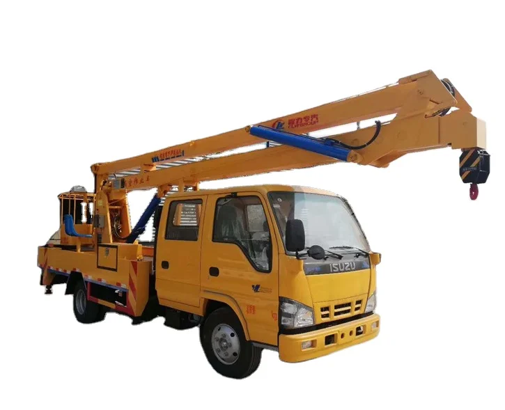 ISUZU 4x2 Eu 5 Engine 130hp Fold Arm 12 to 14 Meters High Altitude Operation Hydraulic Aerial Cage Truck