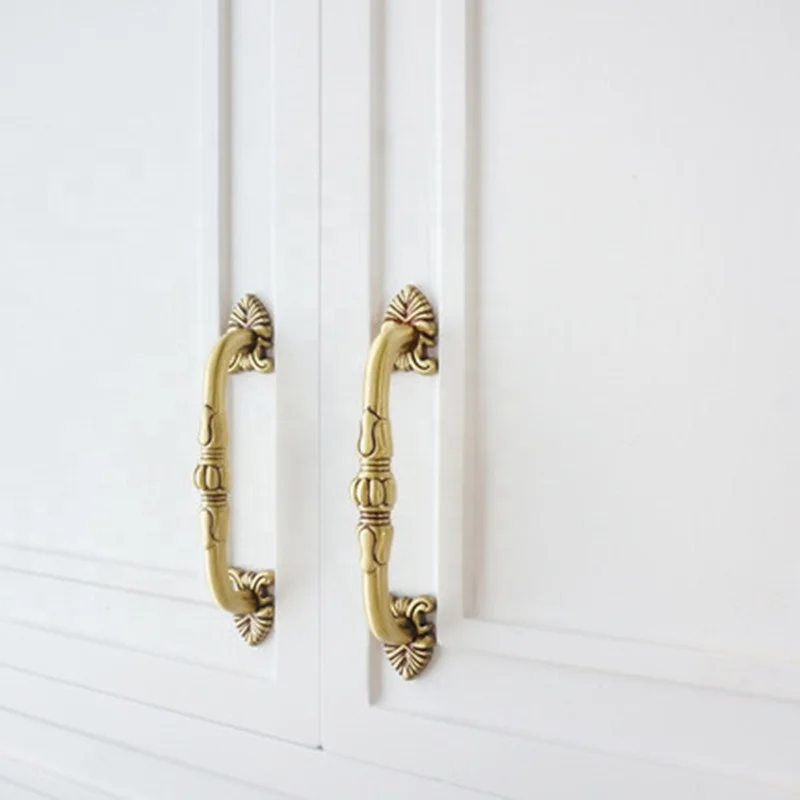 Vintage European Style villa furniture Solid brass handle Cupboard wardrobe drawer Brass handle