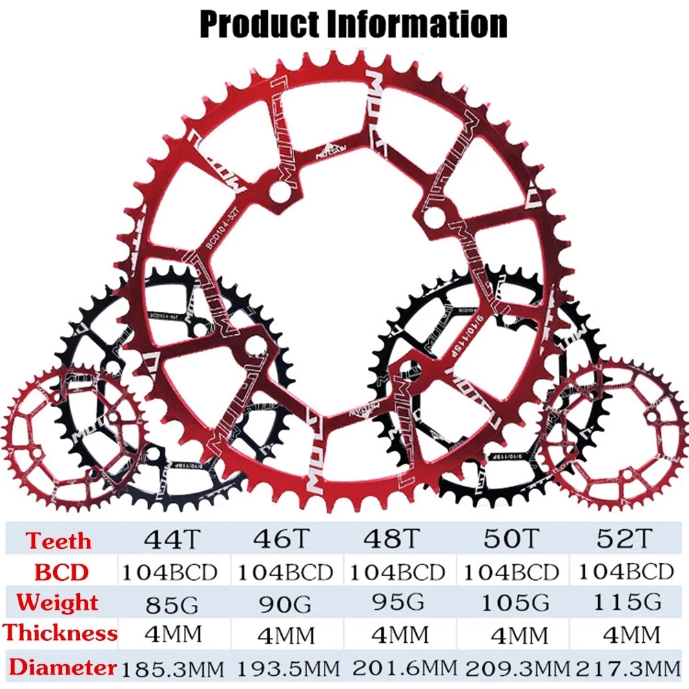 Дорожный велосипед Bicycle_Crankset и звездочка для велосипеда mtb алюминиевый сплав круглой формы с одной скоростью 104BCD 40/42/44/46/48/50/52T узкая широкая цепь из