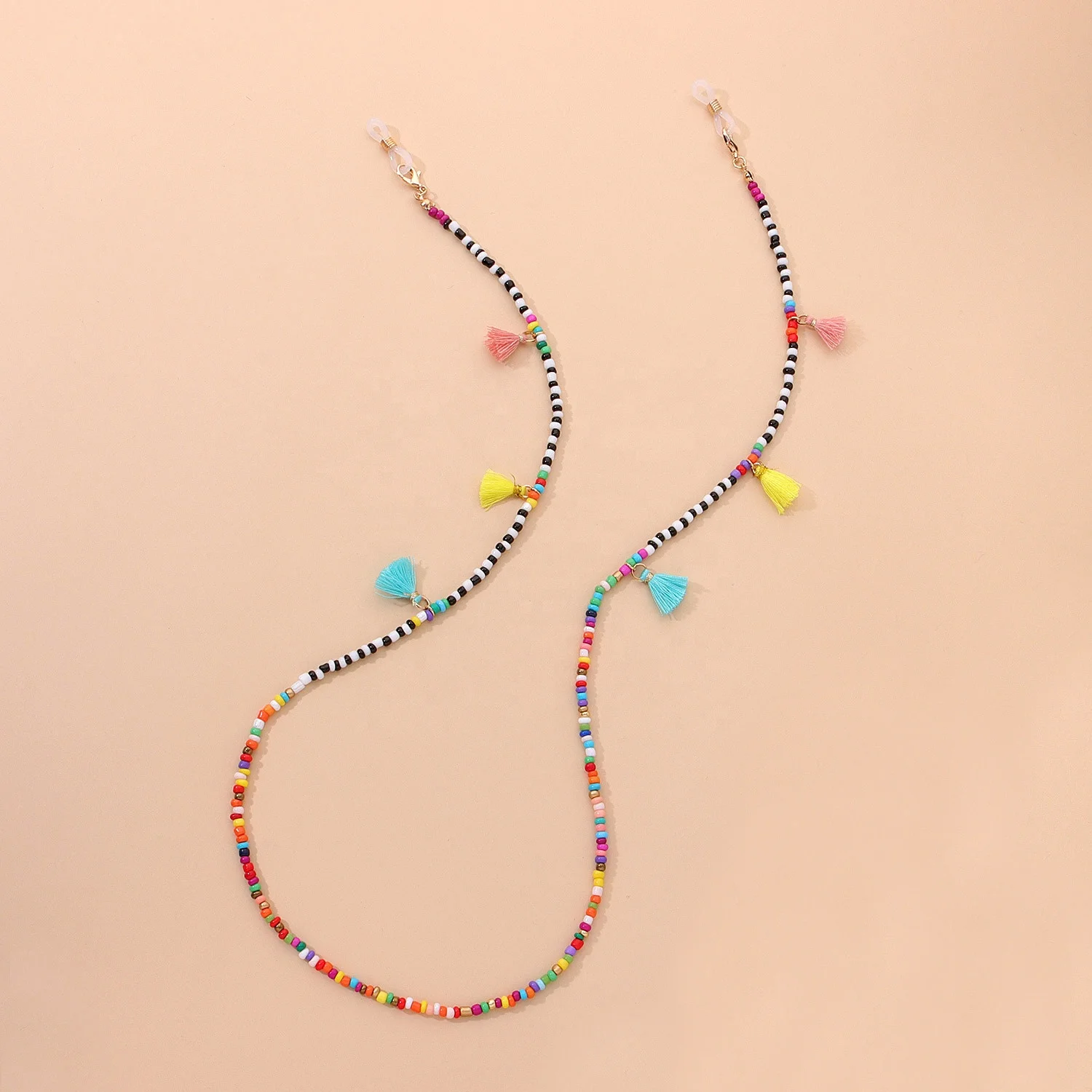Цепочка для очков Zuowen ручной работы из бисера, цветные кисточки, цепочка для лица, цепочка для солнцезащитных очков, шнурок, веревка для подвешивания