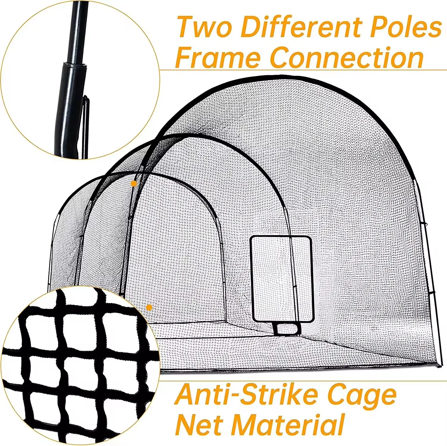 New Arrived 6M 5M Cricket Batting Net Baseball Batting Cage Net and Frame Softball Hitting Cage