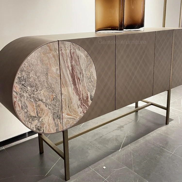 Modern Designs KitchenHigh Density Plate Piano Baking Paint Sideboard Cabinet with Stainless Steel Legs