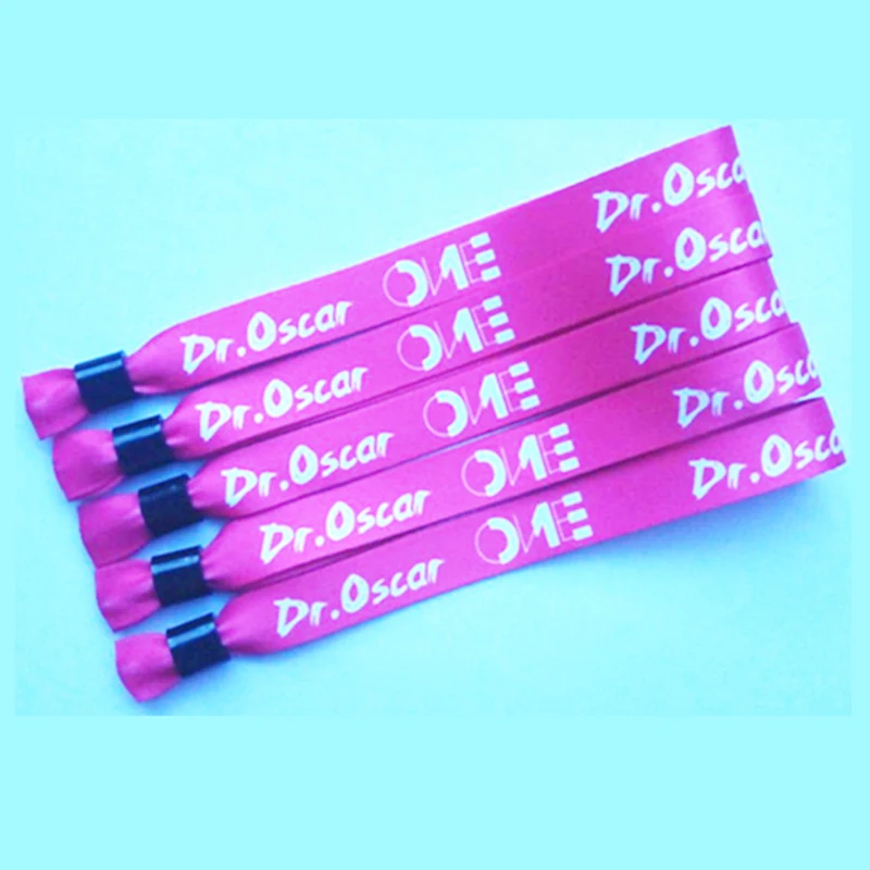 Custom Design Logo Event Souvenir Festival Gifts Satin Woven Thread Textile Wristband for Promotion